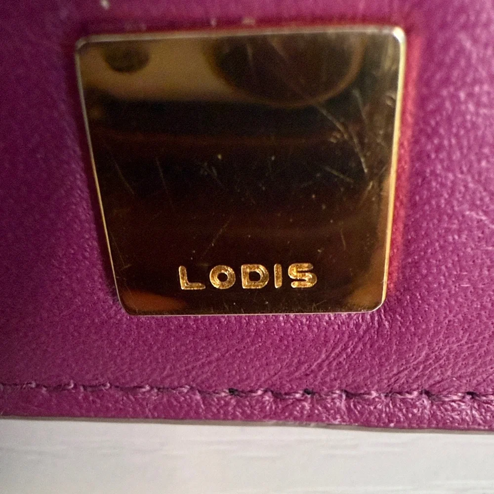 Lodis Magenta Genuine Leather Bifold snap closing Clutch Wallet